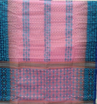 SKU1175 : Elegant Cotton Blend Dhakai Jamdani Saree | Ikkat Design | Hand Woven - Hand Wash, No