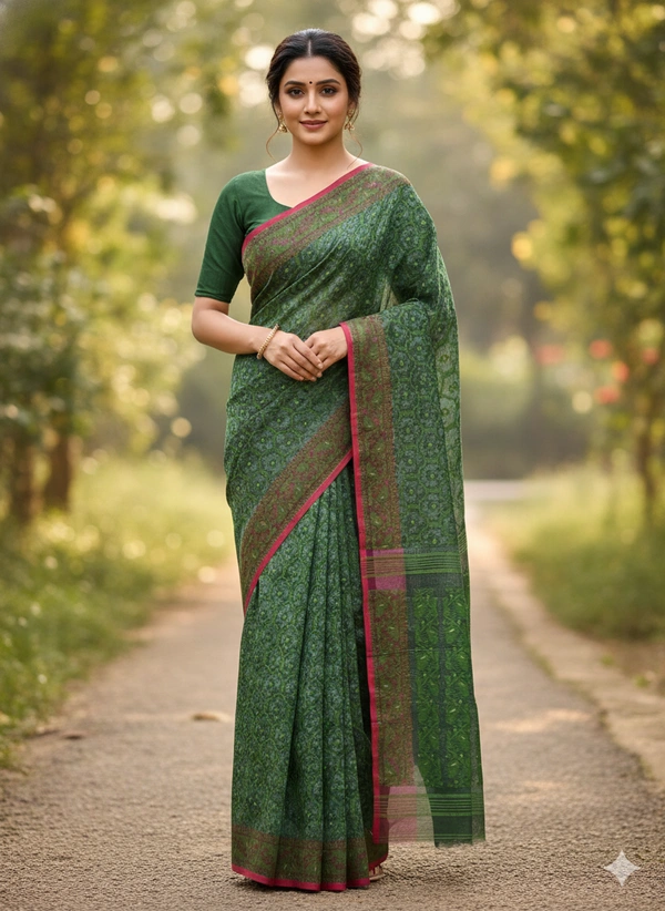 SKU1182 : Elegant Dhakai Jamdani - Hand Wash, No