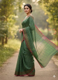 SKU1182 : Elegant Dhakai Jamdani - Hand Wash, No