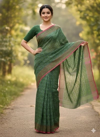 SKU1182 : Elegant Dhakai Jamdani - Hand Wash, No