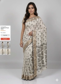 SKU1191 : Pure Khadi Cotton Saree – Handwoven, Lightweight & Breathable Fabric - Hand Wash, Yes