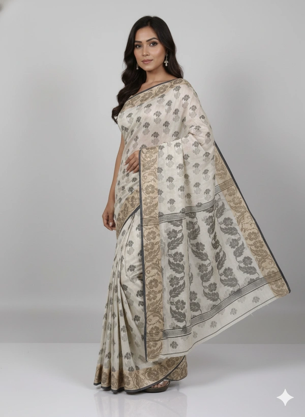  SKU1191 : Pure Khadi Cotton Saree – Handwoven, Lightweight & Breathable Fabric - Hand Wash, Yes