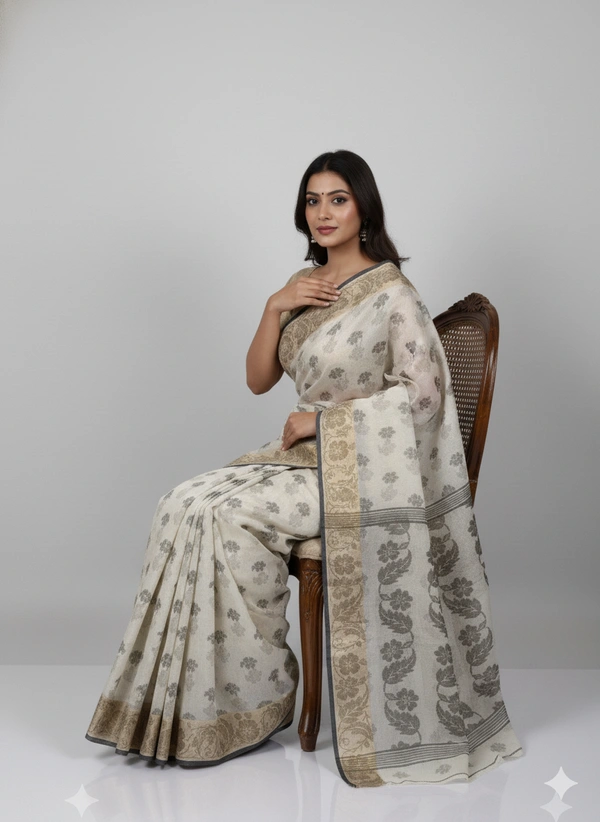  SKU1191 : Pure Khadi Cotton Saree – Handwoven, Lightweight & Breathable Fabric - Hand Wash, Yes