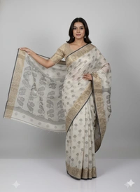  SKU1191 : Pure Khadi Cotton Saree – Handwoven, Lightweight & Breathable Fabric - Hand Wash, Yes