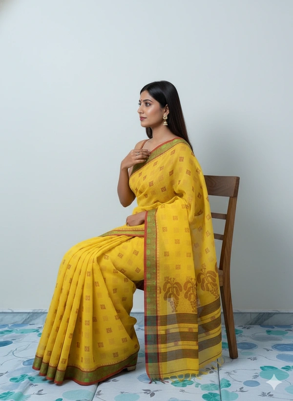  SKU1190 : Pure Khadi Cotton Saree – Handwoven, Lightweight & Breathable Fabric - Hand Wash, Yes