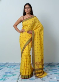  SKU1190 : Pure Khadi Cotton Saree – Handwoven, Lightweight & Breathable Fabric - Hand Wash, Yes