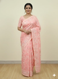 SKU1153 : Elegant Cotton Blend Jamdani Saree | Dhakai Jamdai - Hand Wash, Yes