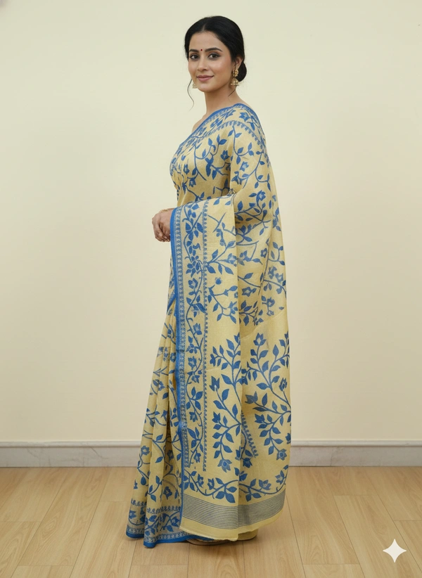 SKU1160 : Elegant Cotton Blend Jamdani Saree | Dhakai Jamdai - Hand Wash, Yes