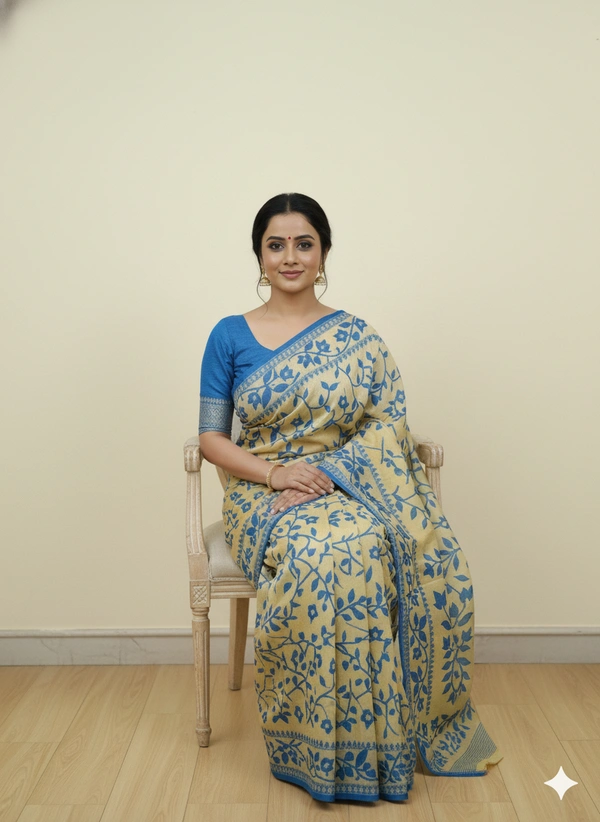 SKU1160 : Elegant Cotton Blend Jamdani Saree | Dhakai Jamdai - Hand Wash, Yes