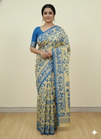 SKU1160 : Elegant Cotton Blend Jamdani Saree | Dhakai Jamdai - Hand Wash, Yes