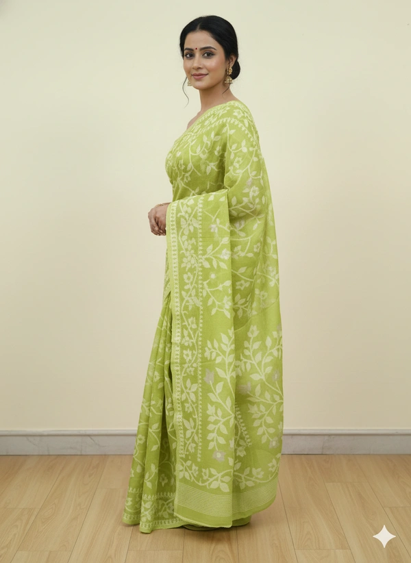 SKU1161 : Elegant Cotton Blend Jamdani Saree | Dhakai Jamdai - Hand Wash, Yes