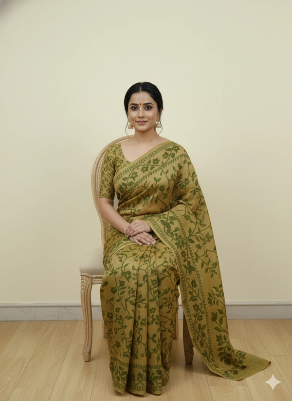 SKU1162 : Elegant Cotton Blend Jamdani Saree | Dhakai Jamdai - Hand Wash, Yes