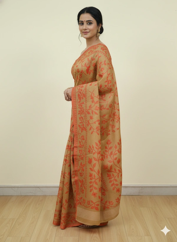 SKU1164 : Elegant Cotton Blend Jamdani Saree | Dhakai Jamdai - Hand Wash, Yes
