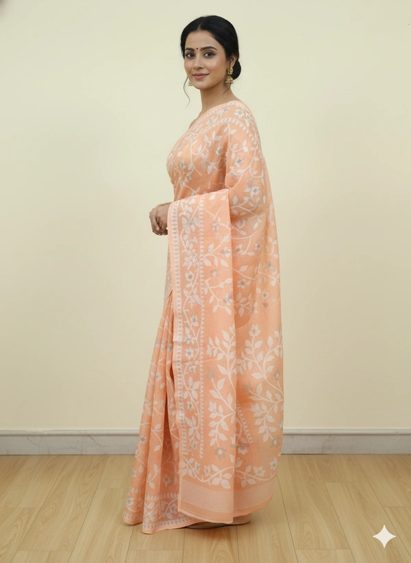 SKU1165 : Elegant Cotton Blend Jamdani Saree | Dhakai Jamdai - Hand Wash, Yes
