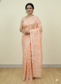 SKU1165 : Elegant Cotton Blend Jamdani Saree | Dhakai Jamdai - Hand Wash, Yes