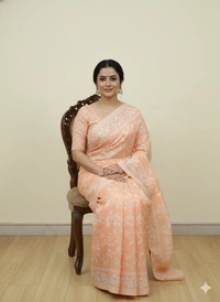 SKU1165 : Elegant Cotton Blend Jamdani Saree | Dhakai Jamdai - Hand Wash, Yes