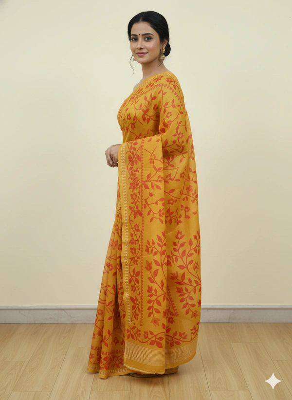 SKU1167 : Elegant Cotton Blend Jamdani Saree | Dhakai Jamdai - Hand Wash, Yes