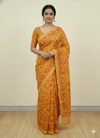 SKU1167 : Elegant Cotton Blend Jamdani Saree | Dhakai Jamdai - Hand Wash, Yes