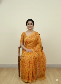 SKU1167 : Elegant Cotton Blend Jamdani Saree | Dhakai Jamdai - Hand Wash, Yes