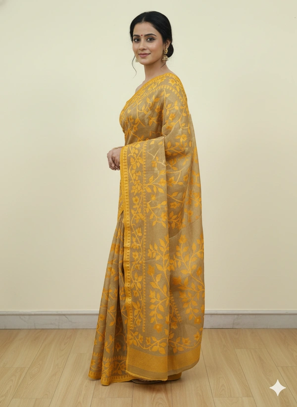 SKU1168 : Elegant Cotton Blend Jamdani Saree | Dhakai Jamdai - Hand Wash, Yes
