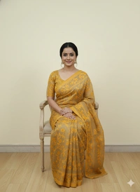 SKU1168 : Elegant Cotton Blend Jamdani Saree | Dhakai Jamdai - Hand Wash, Yes