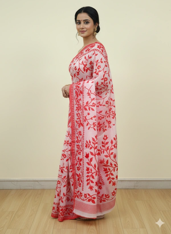 SKU1151 : Elegant Cotton Blend Jamdani Saree | Dhakai Jamdai - Hand Wash, Yes