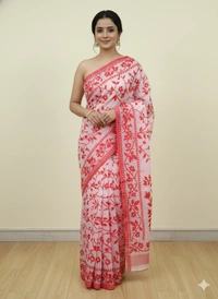 SKU1151 : Elegant Cotton Blend Jamdani Saree | Dhakai Jamdai - Hand Wash, Yes