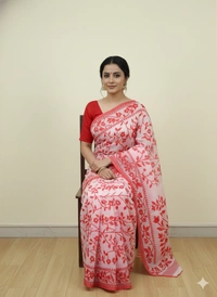 SKU1151 : Elegant Cotton Blend Jamdani Saree | Dhakai Jamdai - Hand Wash, Yes