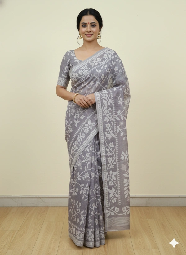 SKU1169 : Elegant Cotton Blend Jamdani Saree | Dhakai Jamdai - Hand Wash, Yes
