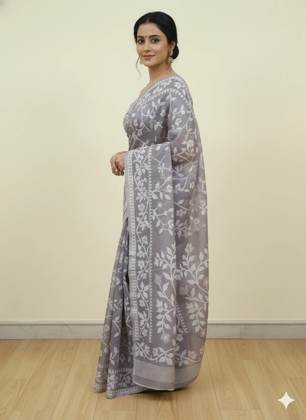 SKU1169 : Elegant Cotton Blend Jamdani Saree | Dhakai Jamdai - Hand Wash, Yes