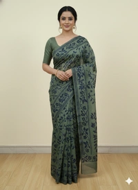 SKU1170 : Elegant Cotton Blend Jamdani Saree | Dhakai Jamdai - Hand Wash, Yes