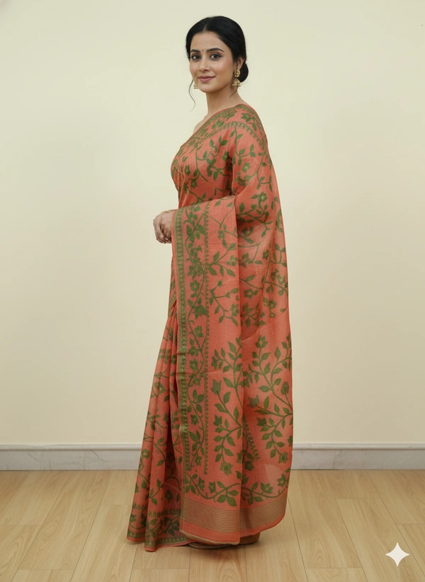 SKU1171 : Elegant Cotton Blend Jamdani Saree | Dhakai Jamdai - Hand Wash, Yes
