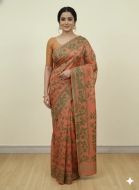 SKU1171 : Elegant Cotton Blend Jamdani Saree | Dhakai Jamdai - Hand Wash, Yes