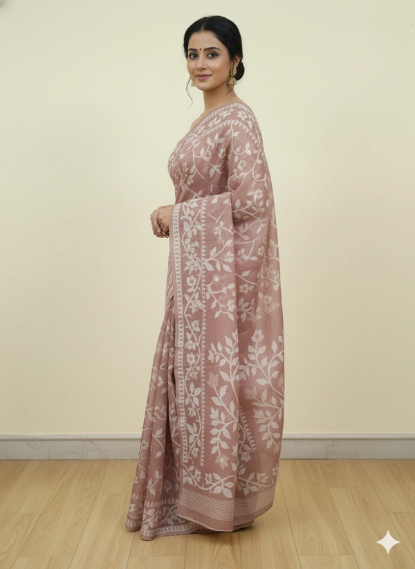 SKU1172 : Elegant Cotton Blend Jamdani Saree | Dhakai Jamdai - Hand Wash, Yes