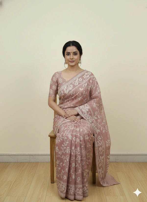 SKU1172 : Elegant Cotton Blend Jamdani Saree | Dhakai Jamdai - Hand Wash, Yes