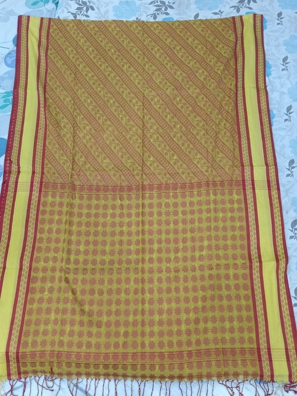  SKU1189 : Pure Khadi Cotton Saree – Handwoven, Lightweight & Breathable Fabric - Hand Wash, Yes