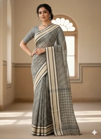  SKU1188 : Pure Khadi Cotton Saree – Handwoven, Lightweight & Breathable Fabric - Hand Wash, Yes