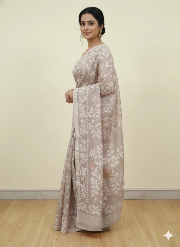 SKU1155 : Elegant Cotton Blend Jamdani Saree | Dhakai Jamdai - Hand Wash, Yes