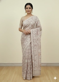 SKU1155 : Elegant Cotton Blend Jamdani Saree | Dhakai Jamdai - Hand Wash, Yes