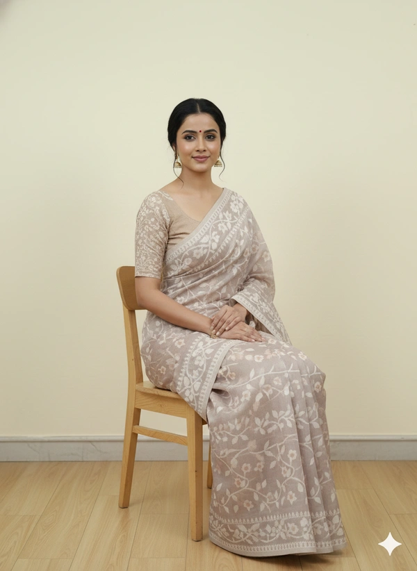 SKU1155 : Elegant Cotton Blend Jamdani Saree | Dhakai Jamdai - Hand Wash, Yes