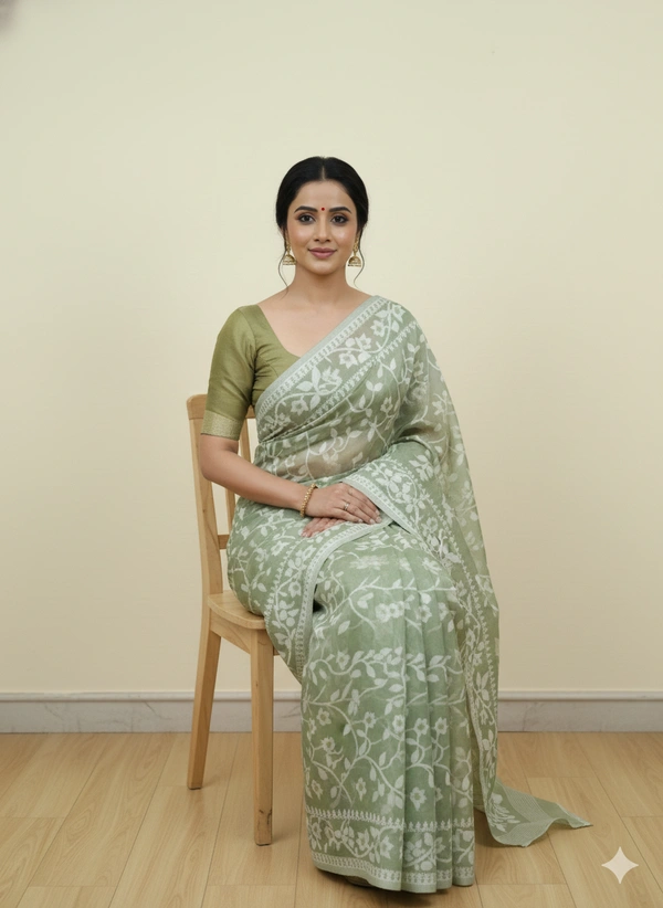 SKU1156 : Elegant Cotton Blend Jamdani Saree | Dhakai Jamdai - Hand Wash, Yes