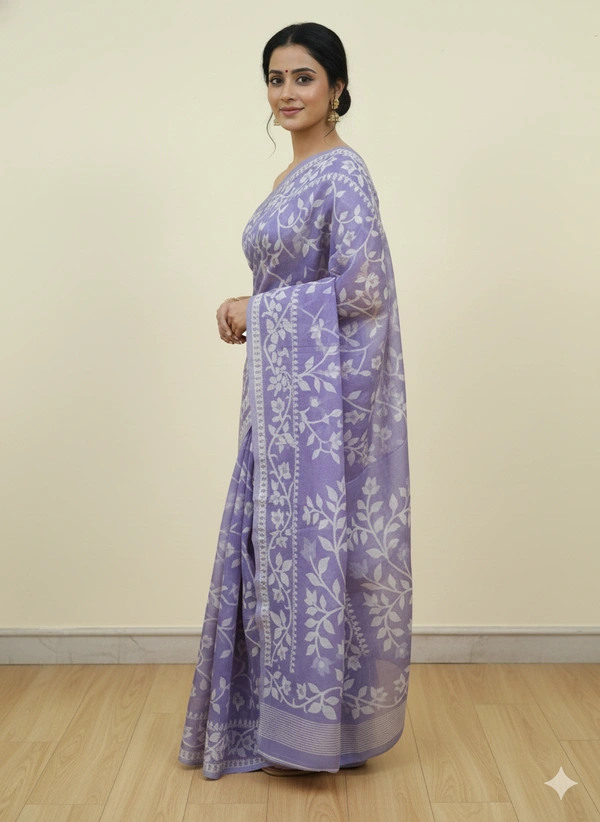 SKU1157 : Elegant Cotton Blend Jamdani Saree | Dhakai Jamdai - Hand Wash, Yes