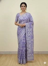 SKU1157 : Elegant Cotton Blend Jamdani Saree | Dhakai Jamdai - Hand Wash, Yes