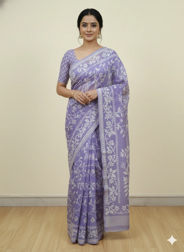SKU1157 : Elegant Cotton Blend Jamdani Saree | Dhakai Jamdai - Hand Wash, Yes