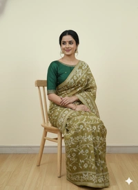 SKU1158 : Elegant Cotton Blend Jamdani Saree | Dhakai Jamdai - Hand Wash, Yes