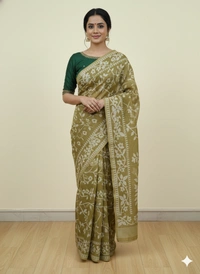SKU1158 : Elegant Cotton Blend Jamdani Saree | Dhakai Jamdai - Hand Wash, Yes
