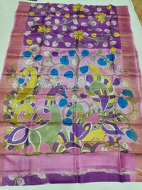 SKU0808: Elegant Pure Tussar Silk Saree – Handwoven | Jori Work | Kalamkari - Kalamkari, Dry Wash Only, Yes