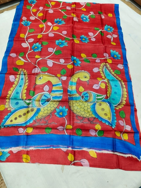 SKU0813: Elegant Pure Tussar Silk Saree – Handwoven | Jori Work | Kalamkari - Kalamkari, Dry Wash Only, Yes