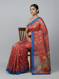 SKU0813: Elegant Pure Tussar Silk Saree – Handwoven | Jori Work | Kalamkari - Kalamkari, Dry Wash Only, Yes