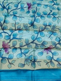 SKU0814: Elegant Pure Tussar Silk Saree – Handwoven | Jori Work | Kalamkari - Kalambari, Dry Wash Only, Yes